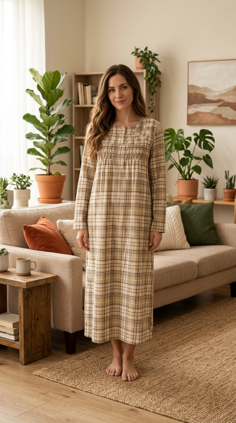 "The warmth of earthy tones... and delicate floral embroidery to add beauty to your winter day 🌾✨"26-27-B-1