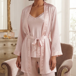Luxurious comfort: "A modern, soft silk pajama set for a home look." 2613