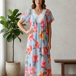 GREEN Floral Satin Ballet Nightgown(MIDI)7536