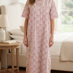 Women's half-sleeved cotton floral dress 25-04-A-1