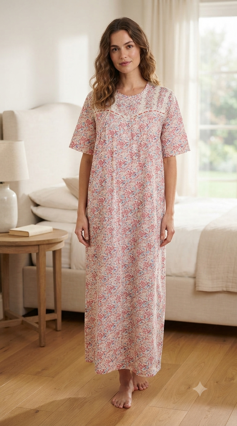 Women's half-sleeved cotton floral dress 25-04-A-1
