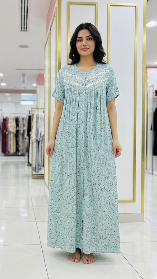 Women's summer jalabiya (house shirt) with delicate patterns26-07-A-1