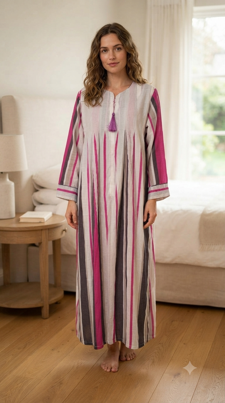 Women's cotton dress with front zipper, 50 cm long 1797