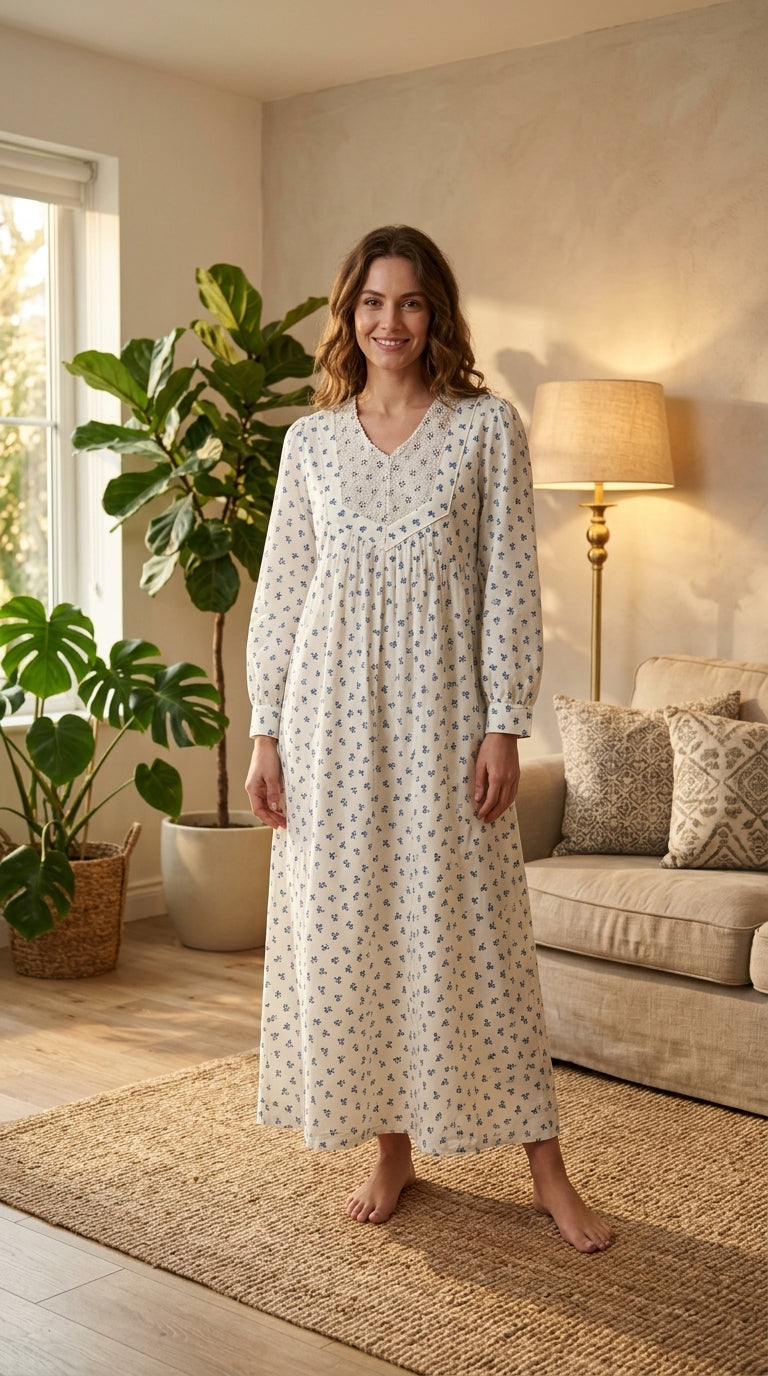 "Softness and delicacy to grace your day… a white patterned dress featuring exquisite lace details ✨"