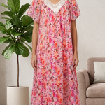 PINK Floral Satin Ballet Nightgown(MIDI)7031
