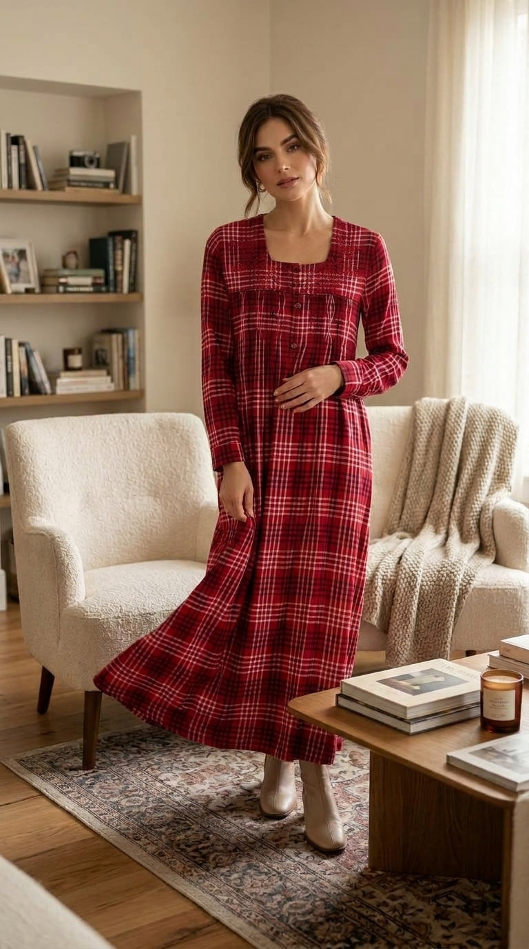 "The elegance of warmth in your home—the charm of plaid, with a sophisticated yet cozy touch." 26-34-B-2
