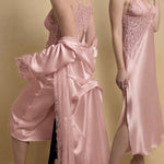 Jasmin Lingerie Women's Long Satin and Lace Robe and Nightgown Set – Model 1992