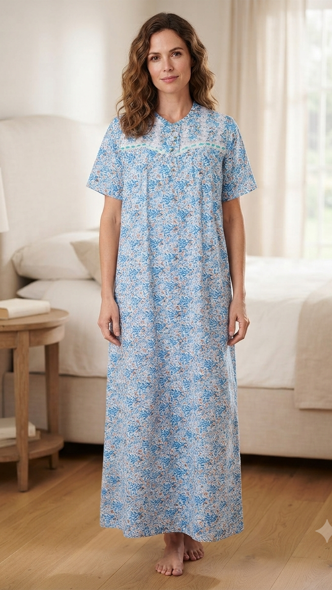 Women's half-sleeved cotton floral dress 25-04-A-2