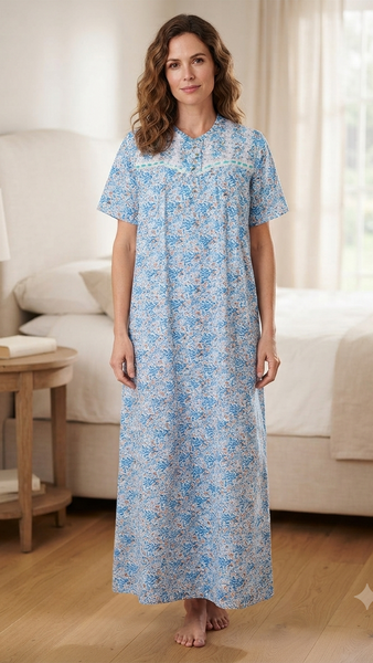 Women's half-sleeved cotton floral dress 25-04-A-2