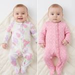 Newborn baby girl sleepwear sets (cotton pajamas with floral and ruffle design). 16987