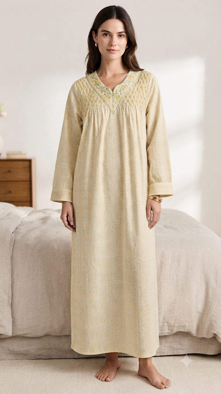 Cool summer cotton dress, long sleeve 25-11-B-1
