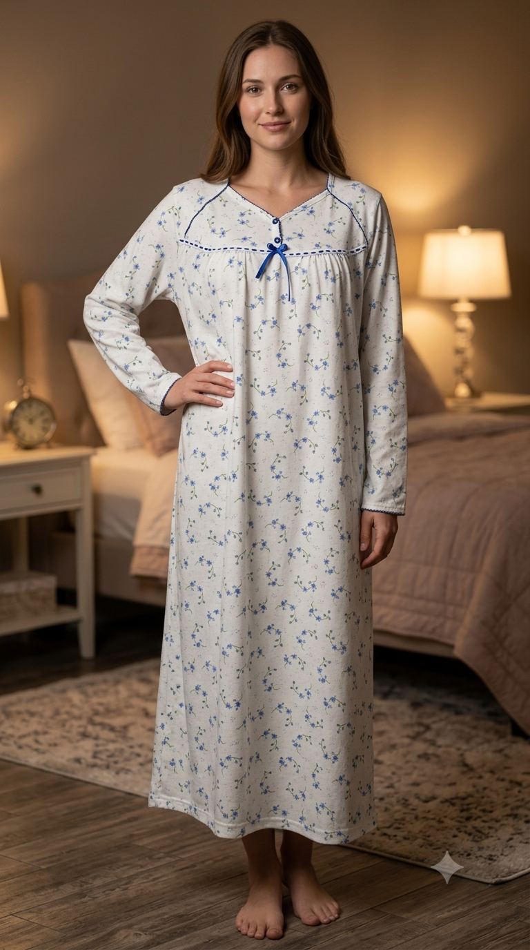 Women's long-sleeved cotton dress BLUE 134