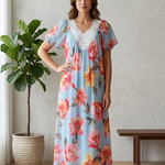 GREEN Floral Satin Ballet Nightgown(LONG)9536