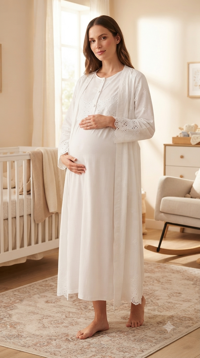 Complete relaxation set: Classic white shirt and robe 2608