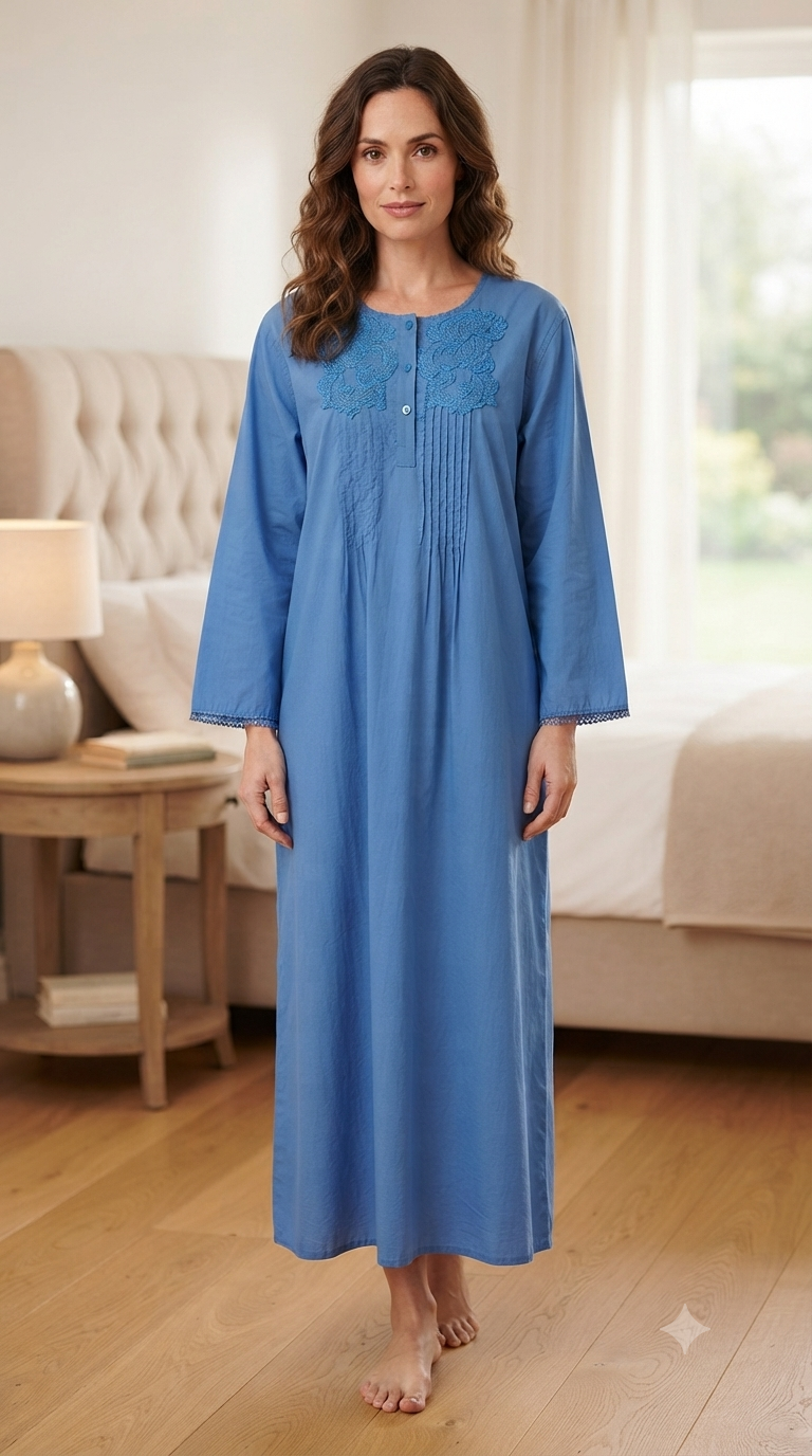 Cool summer cotton dress, long sleeve 25-02-B-1