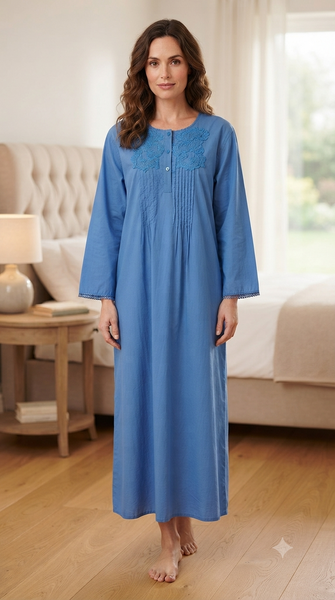 Cool summer cotton dress, long sleeve 25-02-B-1