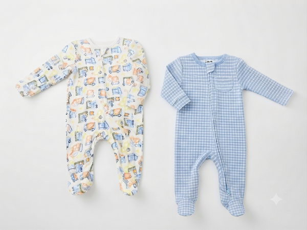 Newborn baby sleepwear sets (cotton pajamas with printed and striped designs). 16994