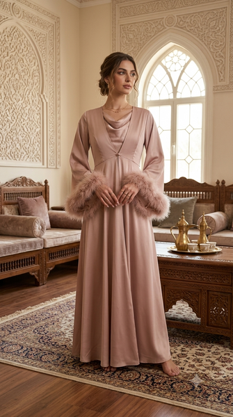 Luxurious satin reception set adorned with soft feathers 60186/L