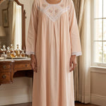 Long-sleeved nursing bra made of soft cotton. 2228(PEACH)