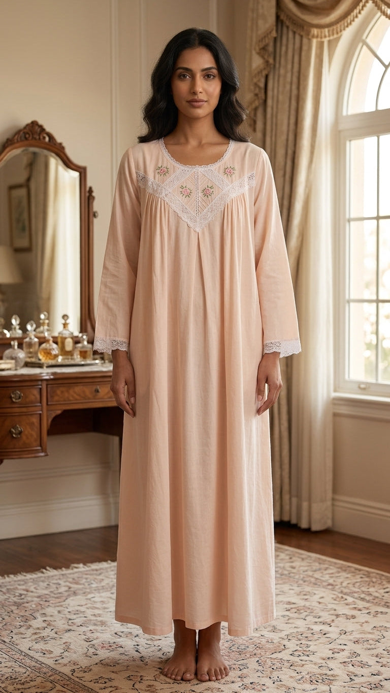 Long-sleeved nursing bra made of soft cotton. 2228(PEACH)