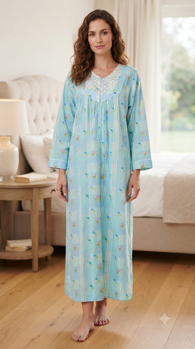 Women's long-sleeved cotton dress with zipper 25-28-B-4
