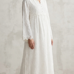 Ivory double reception piece containing an inner piece of soft silk, and an outer piece of perforated chiffon 60176-L