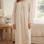 Long-sleeved dress in lightweight pure cotton with lace and front buttons 25-01-B-3