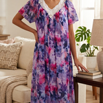 VIOLET Floral Satin Ballet Nightgown(LONG) 9031
