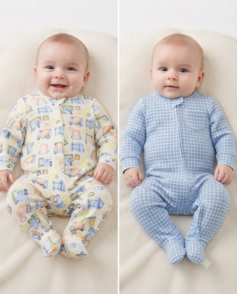 Newborn baby sleepwear sets (cotton pajamas with printed and striped designs). 16994