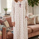 Women's long-sleeved cotton dress MAROON 134