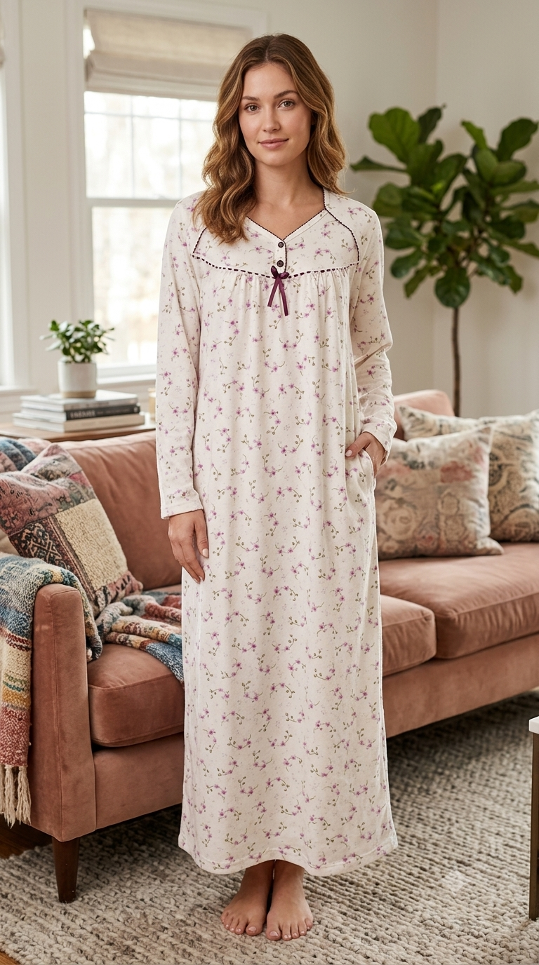Women's long-sleeved cotton dress MAROON 134