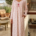Women's long-sleeved cotton dress RED 134