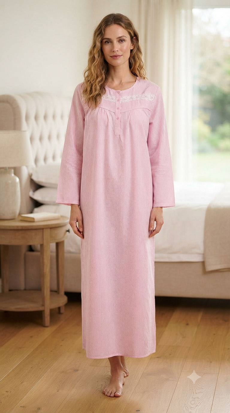 Women's striped long-sleeved cotton dress 25-19-B-3