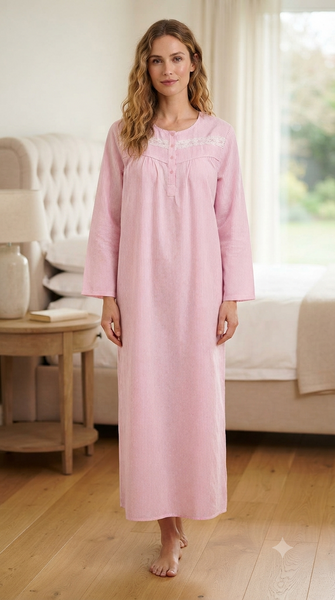 Women's striped long-sleeved cotton dress 25-19-B-3