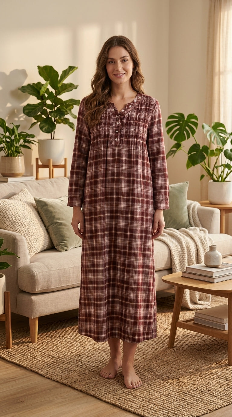 "Winter warmth with a luxurious touch of deep burgundy... the classic plaid pattern you love! 🪵✨"26-30-B-2