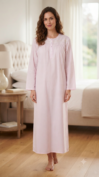 Women's striped long-sleeved cotton dress 25-22-B-1