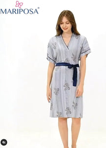 Half sleeve stretch cotton robe 10090