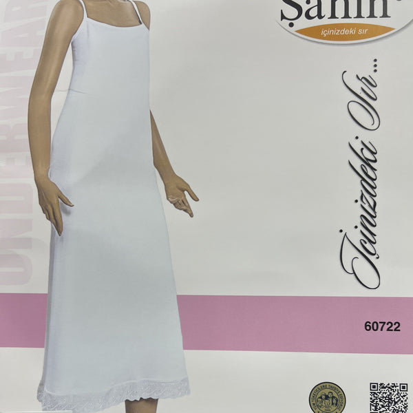 Şahin Women's Long Camisole with Thin Straps, 100% Cotton - Model 60722