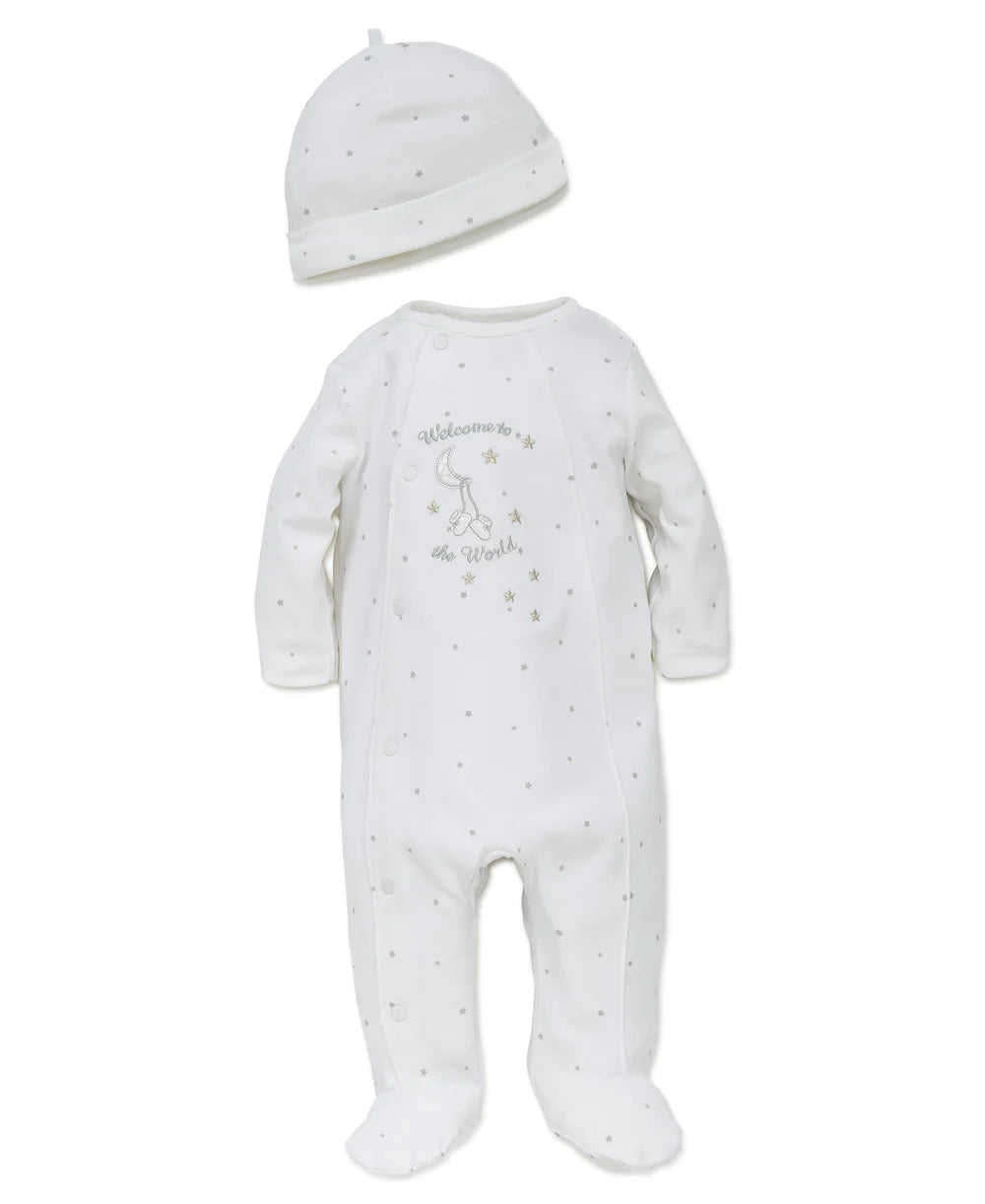 Welcome To The World Footed One-Piece and Hat 3991