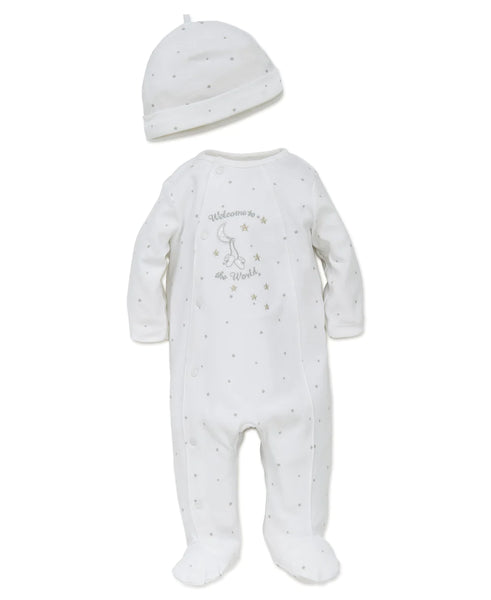 Welcome To The World Footed One-Piece and Hat 3991