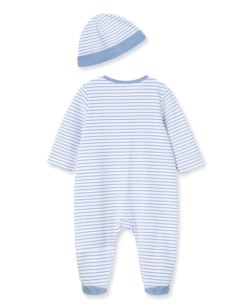 Elephant Zip Footed One-Piece And Hat 11916