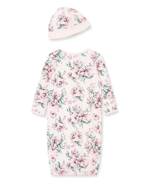 Dream Floral Sleeper Gown And Hat 12356