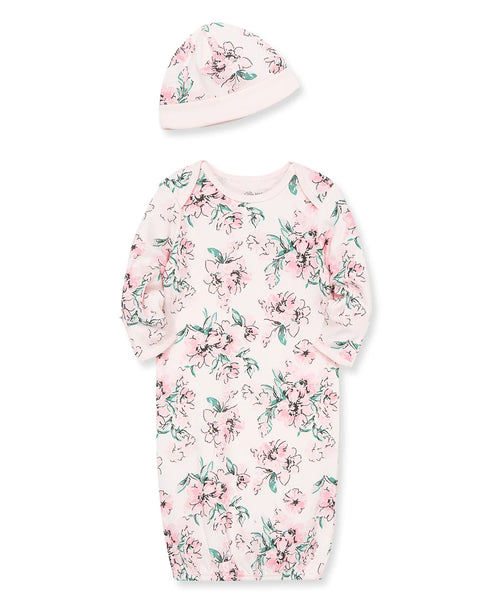 Dream Floral Sleeper Gown And Hat 12356