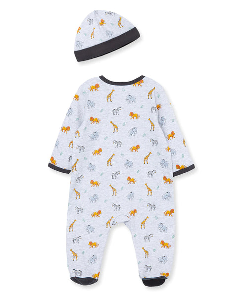 Jungle Pals Zipper Footed One-Piece and Hat 12636