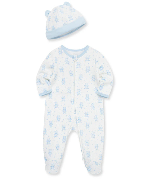 Happy Bear 2-Way-Zip Footie & Hat 13897