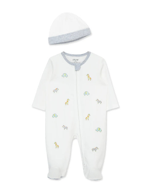 Safari 2-Way-Zip Footed One-Piece & Hat 15470