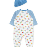 Trucks Zipper Footed One-Piece and Hat 16886
