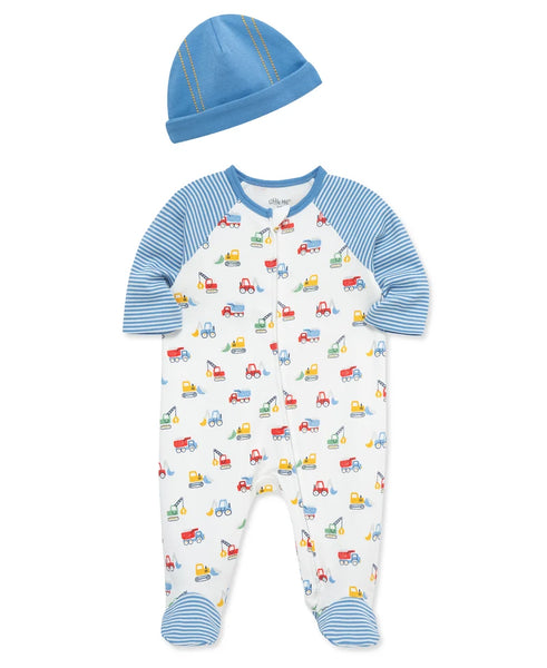 Trucks Zipper Footed One-Piece and Hat 16886