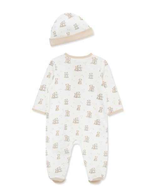 Fuzzy Bears 2-Way-Zip Footed One-Piece and Hat 17533