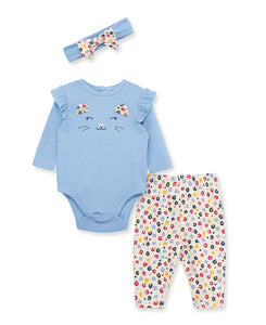 Kitty Infant Rib Bodysuit & Pant Set